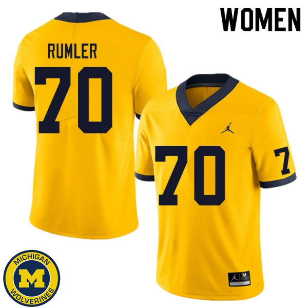 Women's Michigan Wolverines #70 Nolan Rumler Yellow Player Football Jersey